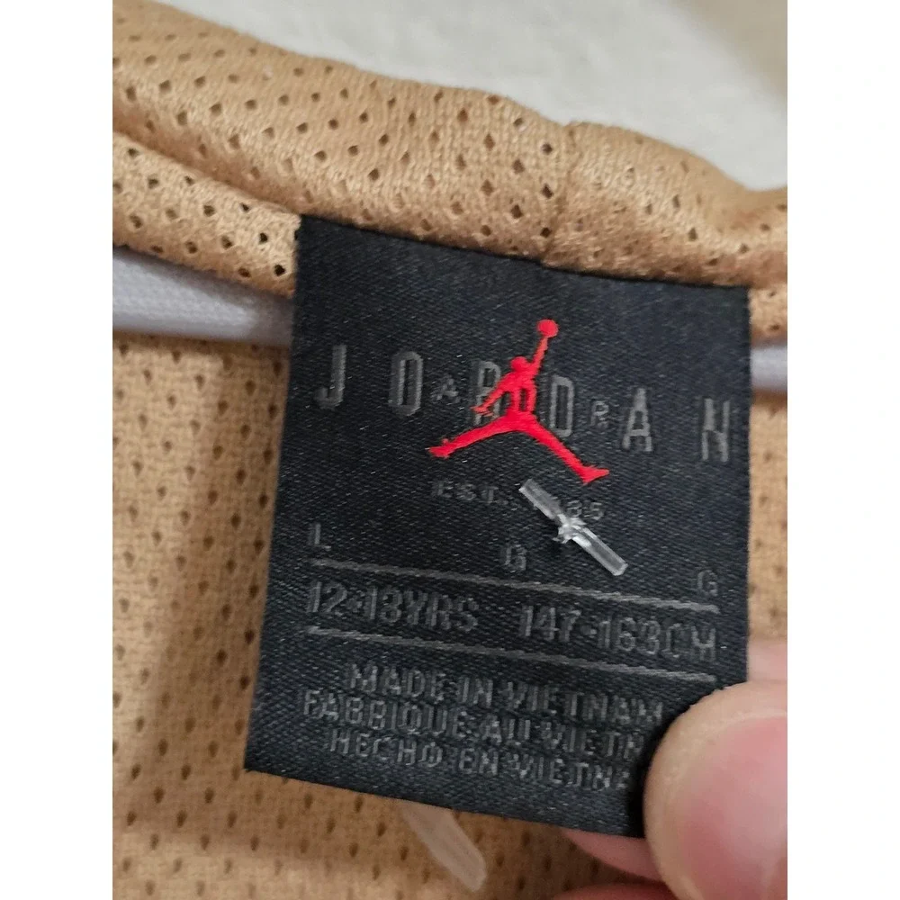 Jordan Boys kids Windbreaker Jacket Tan Khaki Jumpman‎ Logo Full Zip Hooded Lg